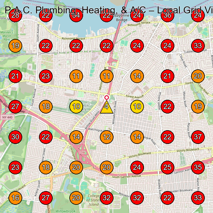 P.A.C. Plumbing, Heating, & A/C GeoGrid visibility map for Plumber in None