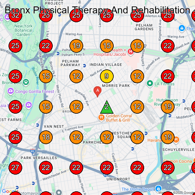 Bronx Physical Therapy And Rehabilitation GeoGrid visibility map for Physical Therapy Clinic in Bronx
