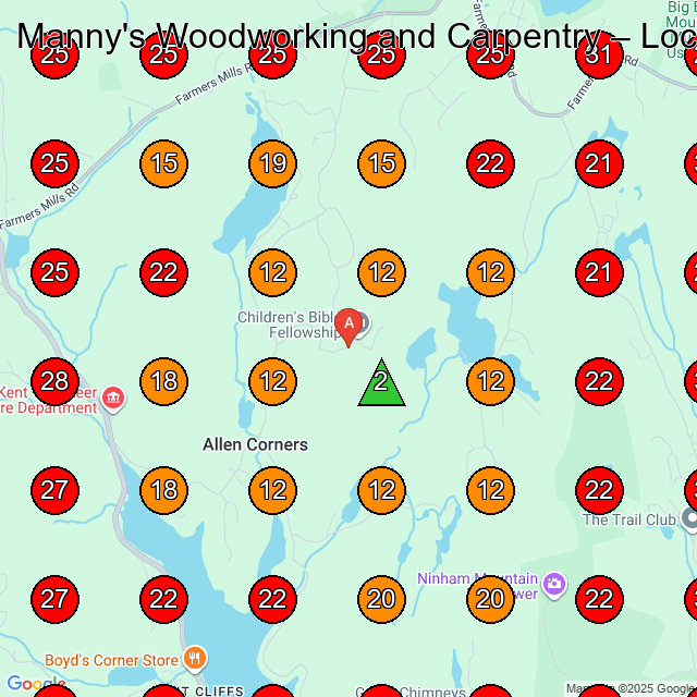 Manny's Woodworking and Carpentry GeoGrid visibility map for Repair Service in Holmes