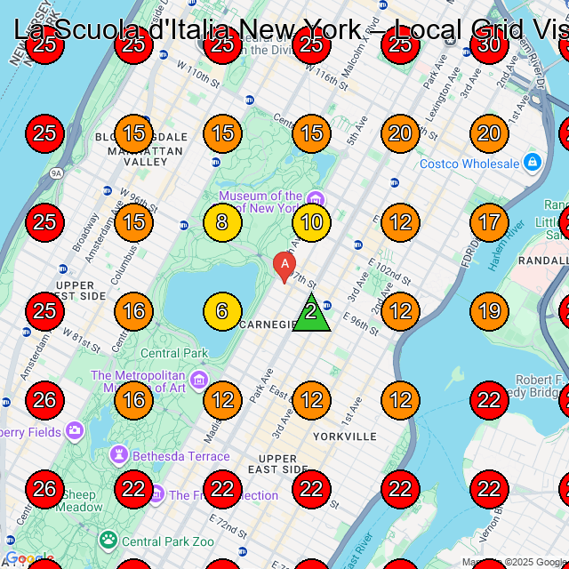 La Scuola d'Italia New York GeoGrid visibility map for Preschool in New York