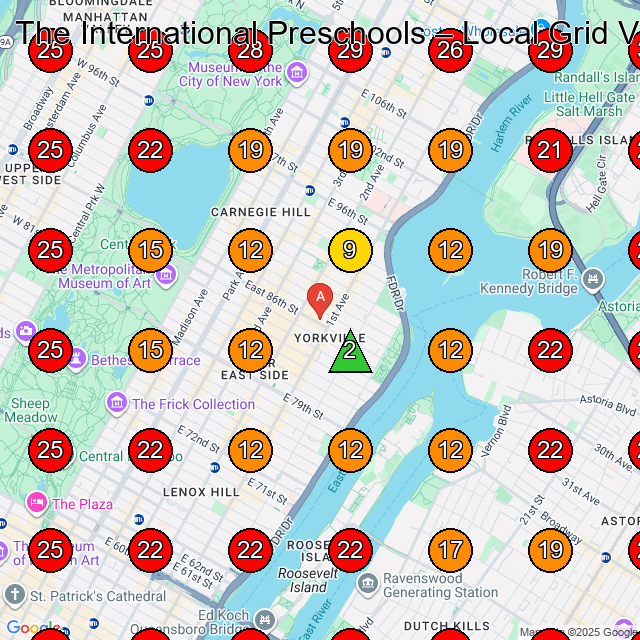 The International Preschools GeoGrid visibility map for Preschool in New York