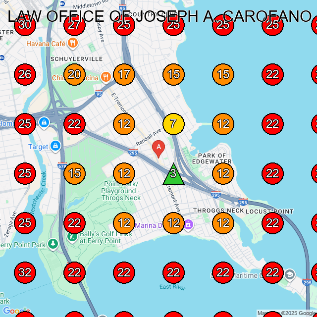LAW OFFICE OF JOSEPH A. CAROFANO P.C GeoGrid visibility map for Personal Injury Attorney in Bronx