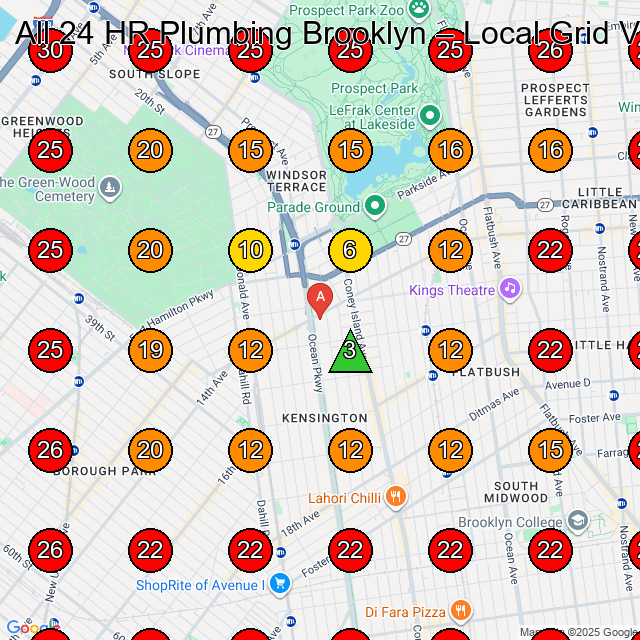 All 24 HR Plumbing Brooklyn GeoGrid visibility map for Plumber in Brooklyn
