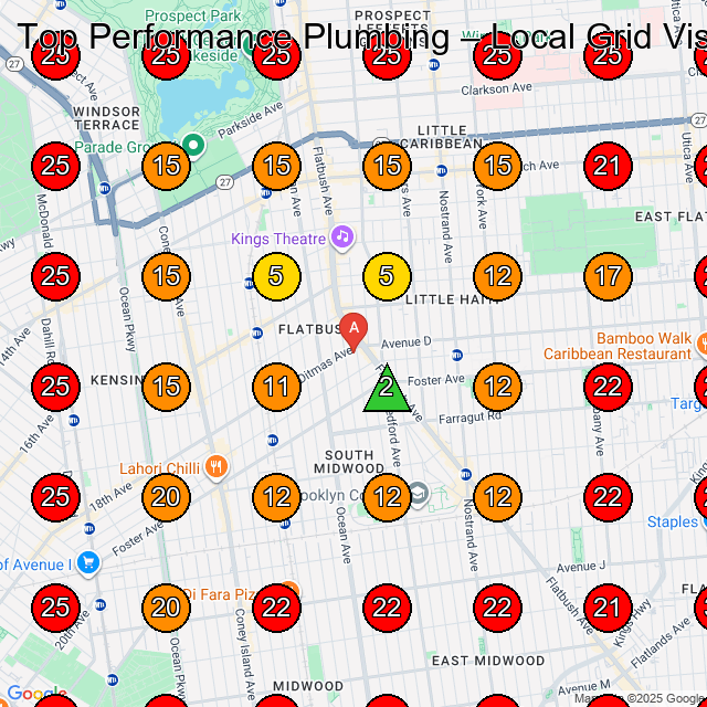 Top Performance Plumbing GeoGrid visibility map for Plumber in Brooklyn