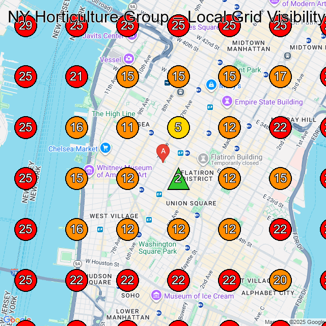 NY Horticulture Group GeoGrid visibility map for Landscaper in New York