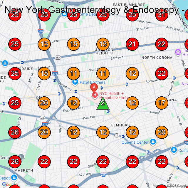 New York Gastroenterology & Endoscopy - NYGE GeoGrid visibility map for Medical Spa in Jackson Heights