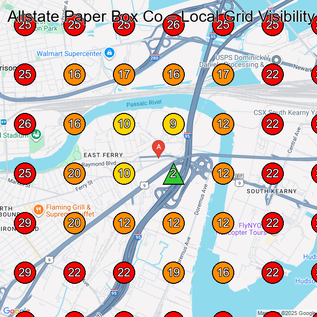 Allstate Paper Box Co GeoGrid visibility map for Manufacturer in Staten Island