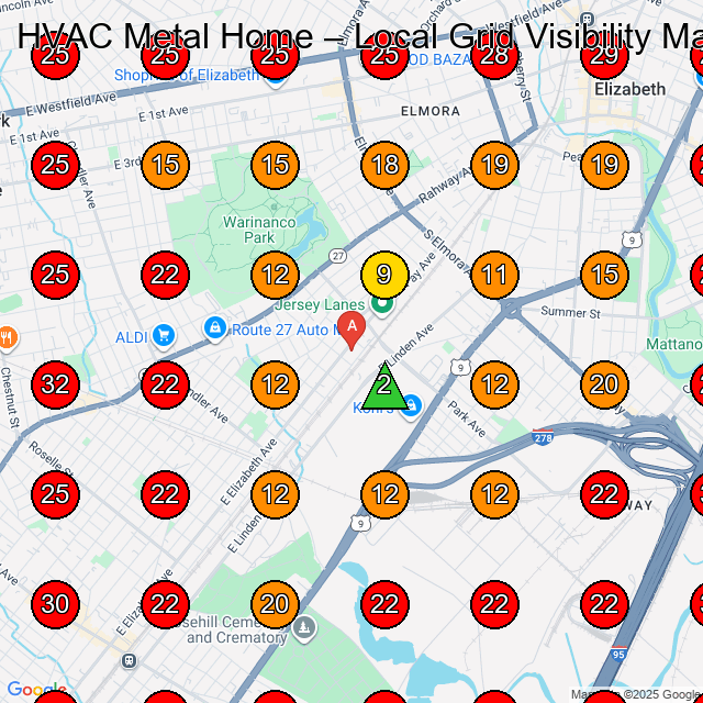 HVAC Metal Home GeoGrid visibility map for Manufacturer in Staten Island