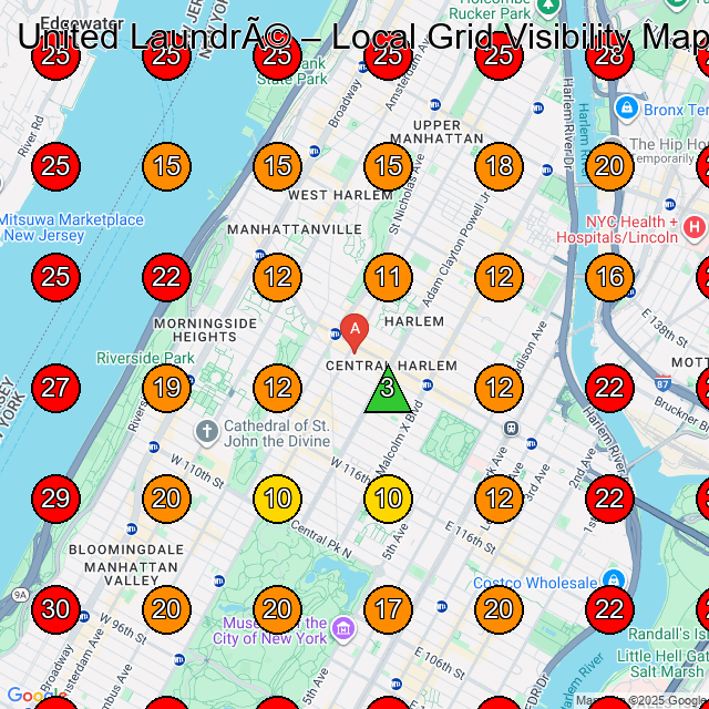 United LaundrÃ© GeoGrid visibility map for Dry Cleaner in New York