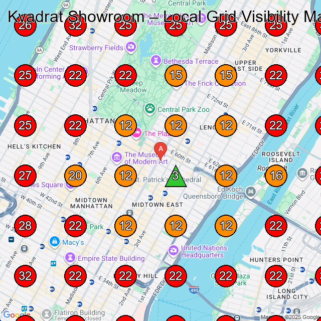 Kvadrat Showroom GeoGrid visibility map for Manufacturer in New York