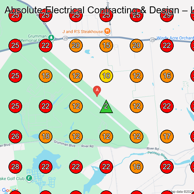Absolute Electrical Contracting & Design GeoGrid visibility map for Electrician in None