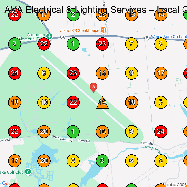 AVA Electrical & Lighting Services Electrician GeoGrid ranking map for None