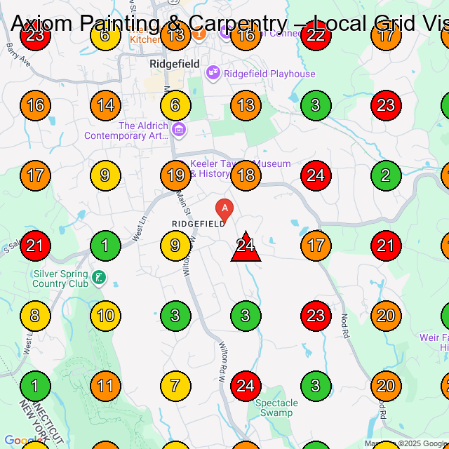 Axiom Painting & Carpentry Painter GeoGrid ranking map for None