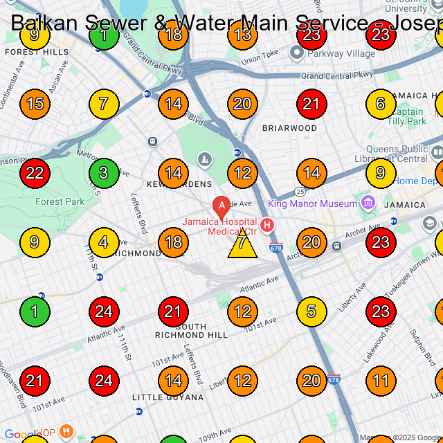 Balkan Sewer & Water Main Service - Joseph L. Balkan Inc. Plumber GeoGrid ranking map for Jamaica NY