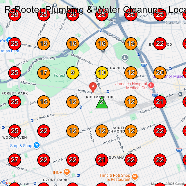 R-Rooter Plumbing & Water Cleanup GeoGrid visibility map for Plumber in Jamaica