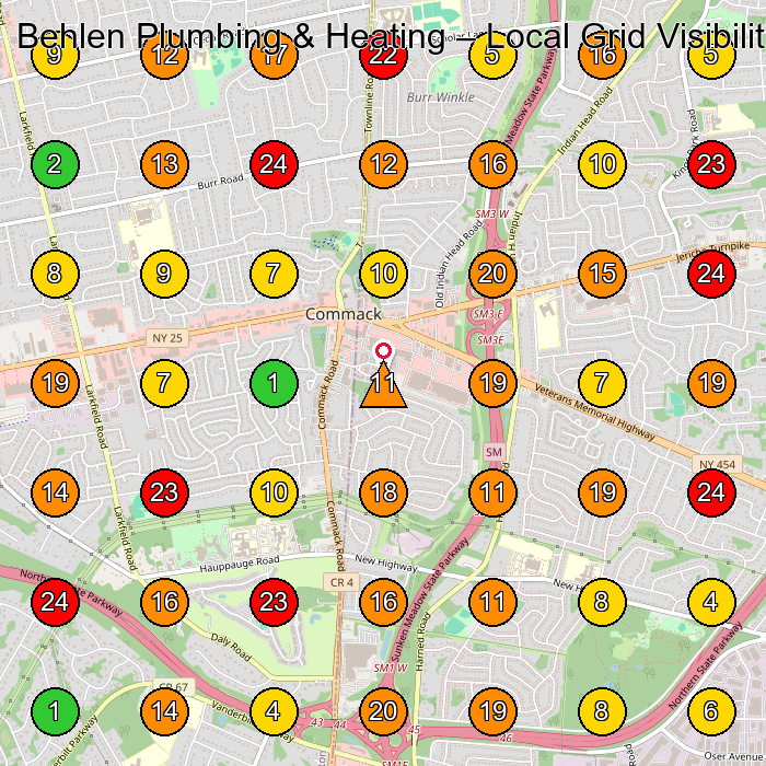 Behlen Plumbing & Heating Plumber GeoGrid ranking map for None