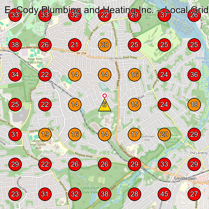 E. Cody Plumbing and Heating Inc. GeoGrid visibility map for Plumber in None