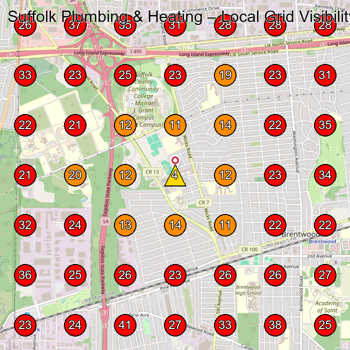 Suffolk Plumbing & Heating GeoGrid visibility map for Plumber in None