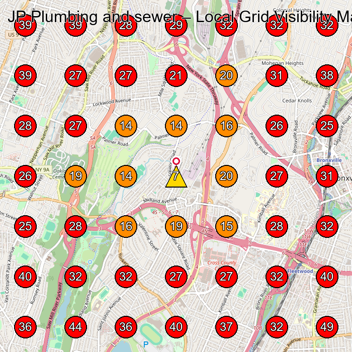 JP Plumbing and sewer GeoGrid visibility map for Plumber in Yonkers
