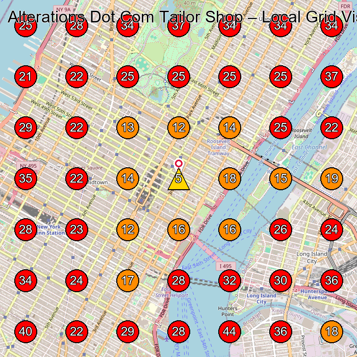 Alterations Dot Com Tailor Shop GeoGrid visibility map for Tailor in New York