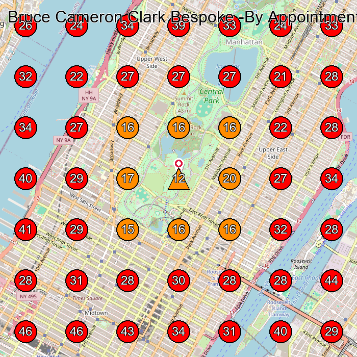 Bruce Cameron Clark Bespoke -By Appointment GeoGrid visibility map for Tailor in New York