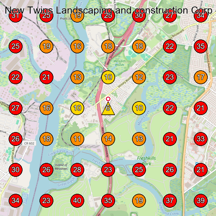 New Twins Landscaping and construction Corp GeoGrid visibility map for Landscaper in Staten Island