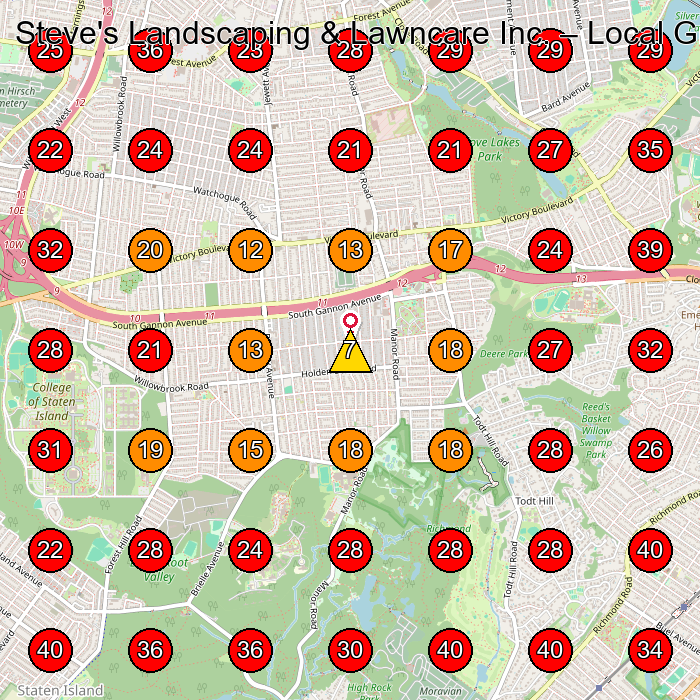 Steve's Landscaping & Lawncare Inc. GeoGrid visibility map for Landscaper in Staten Island