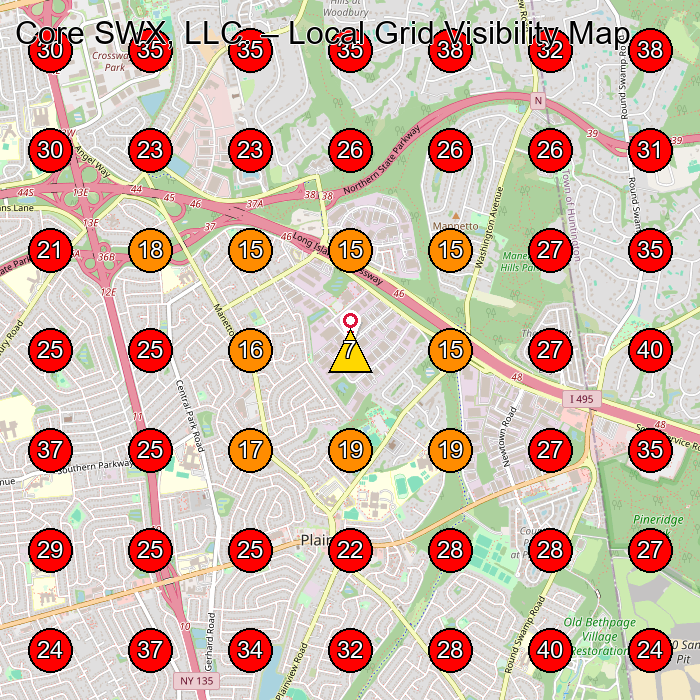 Core SWX, LLC. GeoGrid visibility map for Wheelchair Store in Plainview