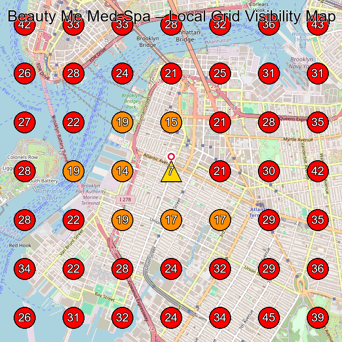 Beauty Me Med-Spa GeoGrid visibility map for Spa in 1 Boerum Pl Suite 226