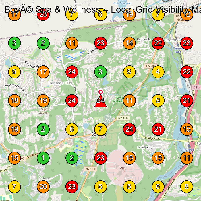 Bové Spa & Wellness Spa GeoGrid ranking map for Somers NY