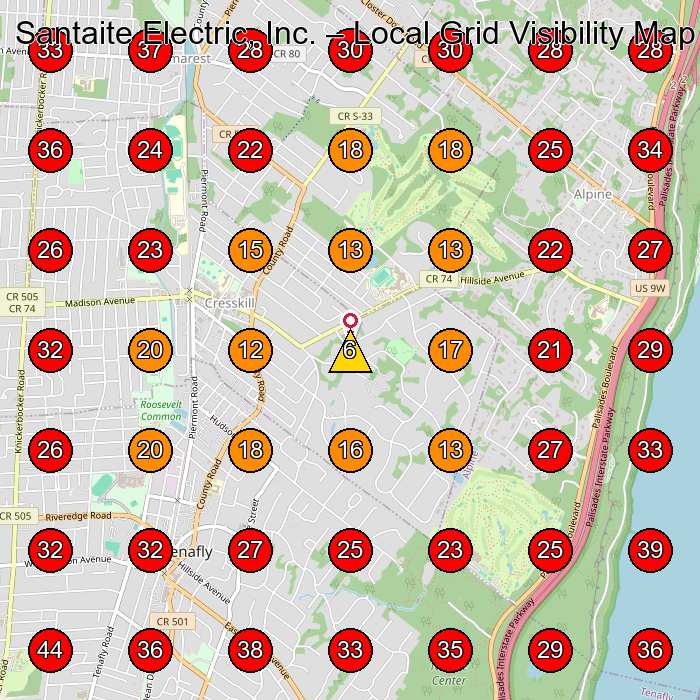 Santaite Electric, Inc. GeoGrid visibility map for Assisted Living Facility in Tenafly