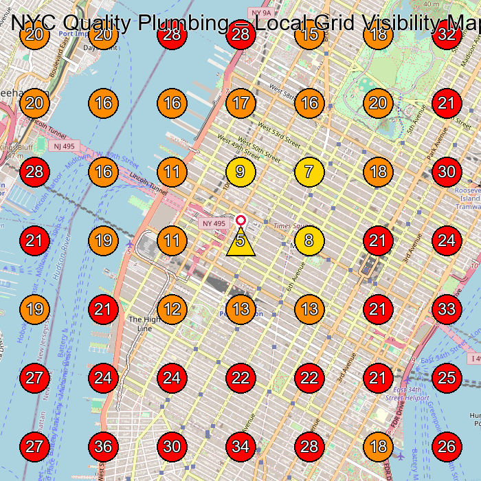 NYC Quality Plumbing GeoGrid visibility map for Fire Protection Service in New York
