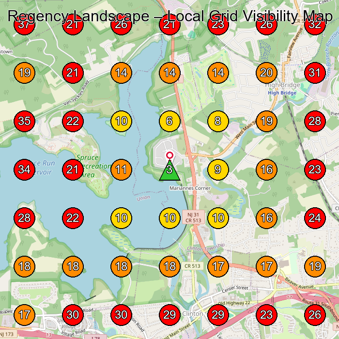 Regency Landscape GeoGrid visibility map for Dance School in Lebanon