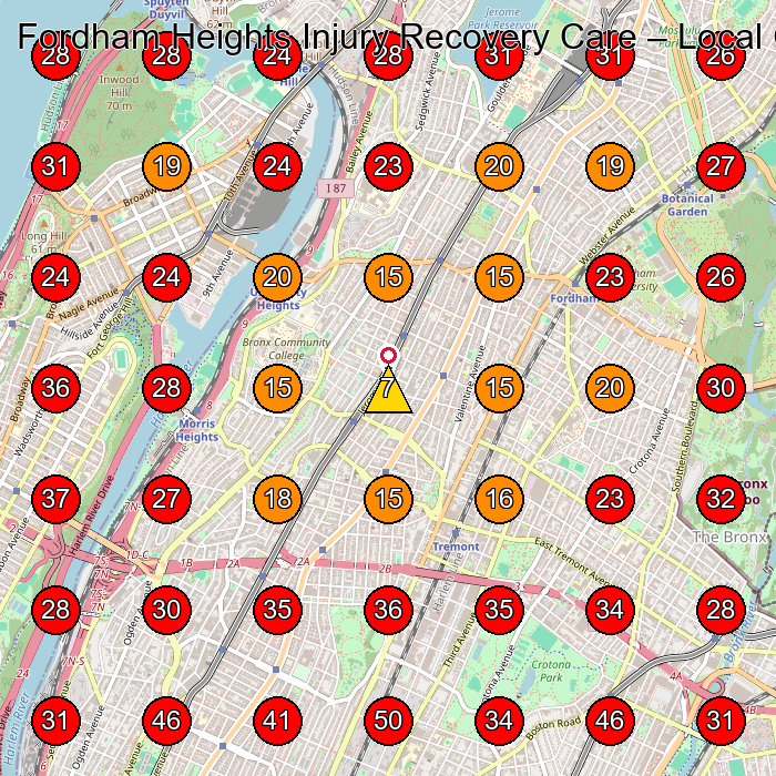 Fordham Heights Injury Recovery Care GeoGrid visibility map for Physical Therapy Clinic in Bronx