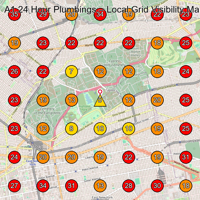 A1 24 Hour Plumbings GeoGrid visibility map for Skylight Contractor in None