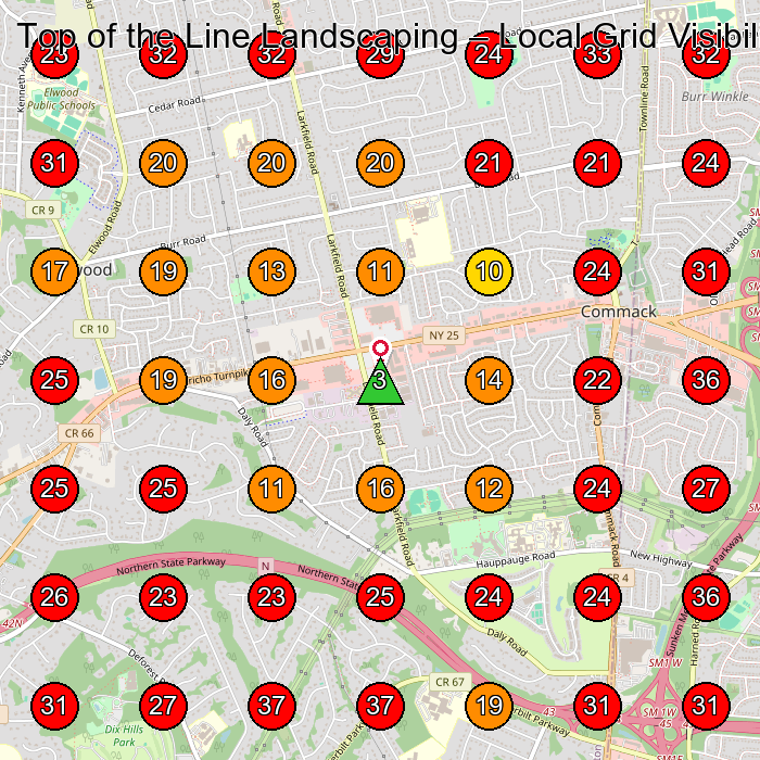 Top of the Line Landscaping GeoGrid visibility map for Landscaper in East Northport