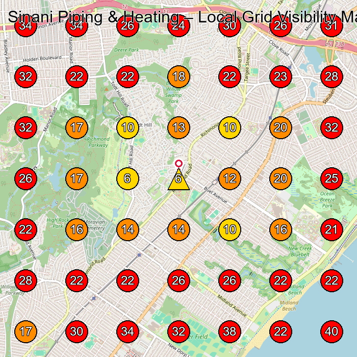 Sinani Piping & Heating GeoGrid visibility map for Plumber in Staten Island