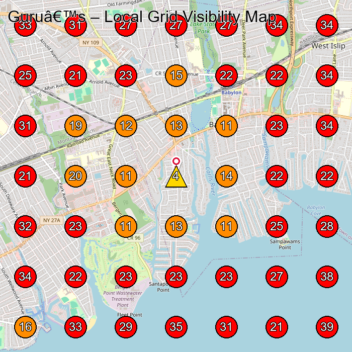 Guruâ€™s GeoGrid visibility map for Toy Store in Babylon