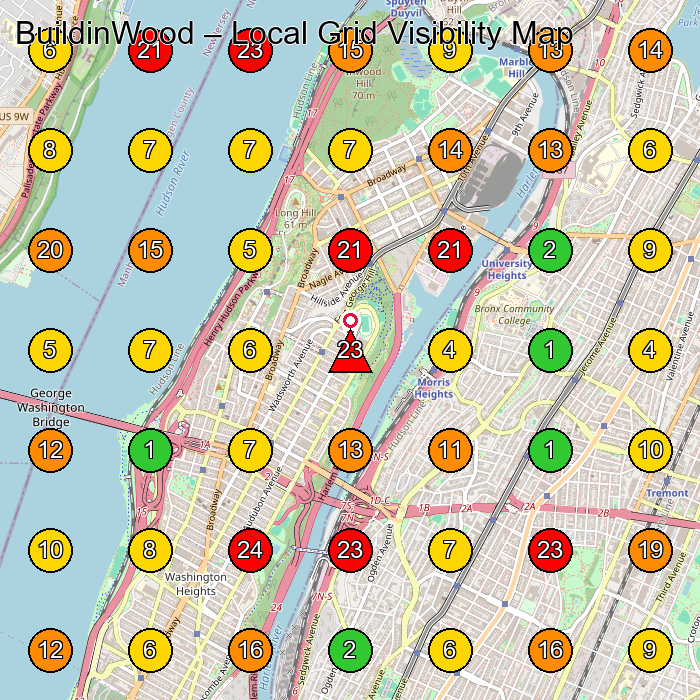 BuildinWood Contractor GeoGrid ranking map for New York NY