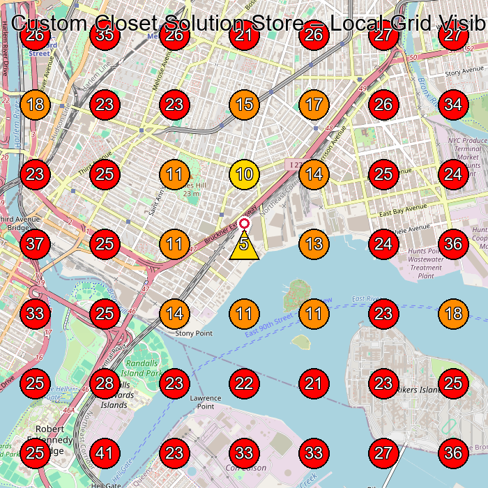 Custom Closet Solution Store GeoGrid visibility map for Contractor in New York