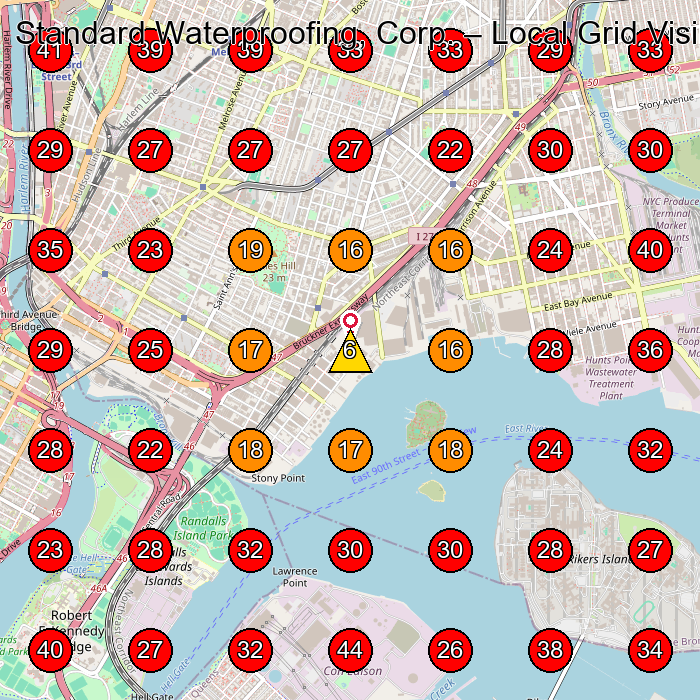 Standard Waterproofing, Corp. GeoGrid visibility map for Contractor in New York