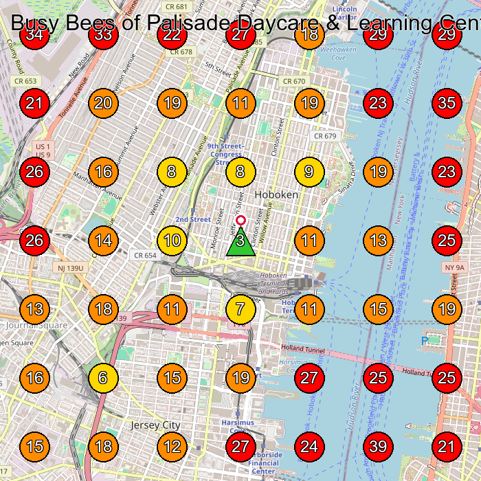 Busy Bees of Palisade Daycare & Learning Center GeoGrid visibility map for Day Care Center in Jersey City