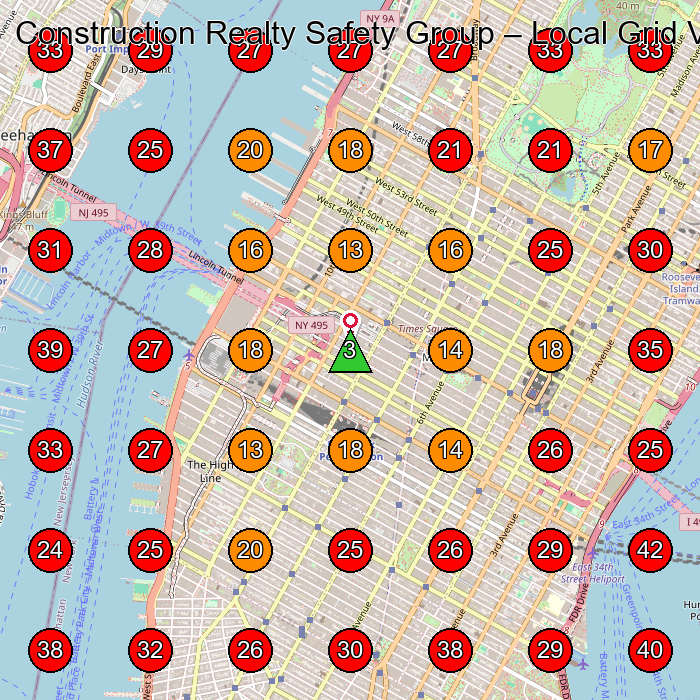 Construction Realty Safety Group GeoGrid visibility map for Construction Company in New York