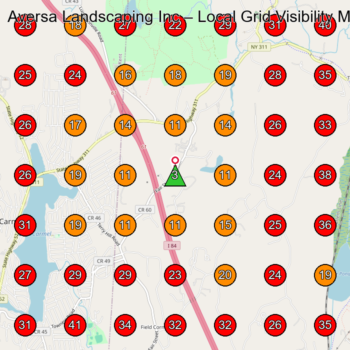 Aversa Landscaping Inc GeoGrid visibility map for Landscaper in Brewster