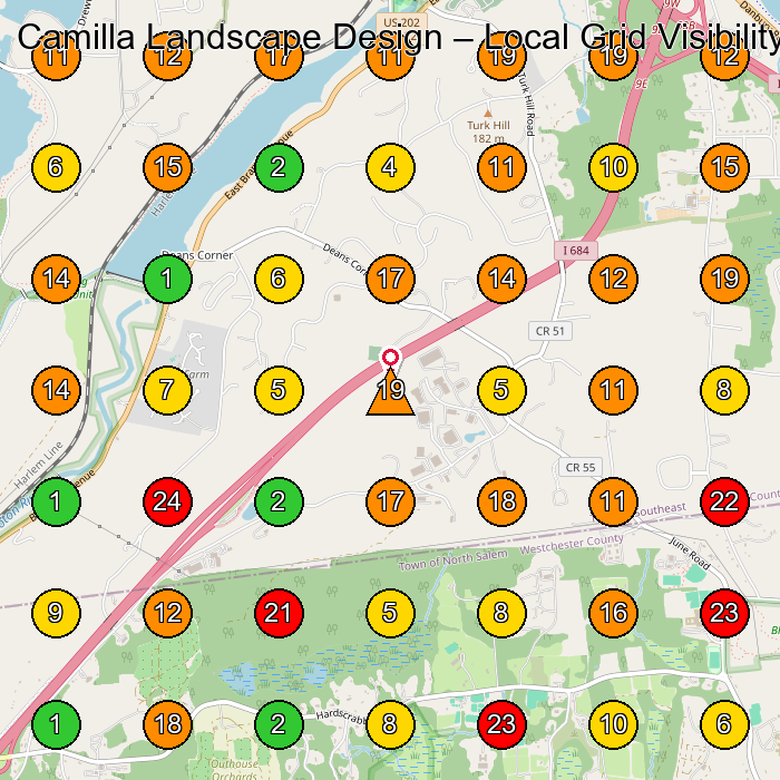 Camilla Landscape Design Landscaper GeoGrid ranking map for Brewster NY