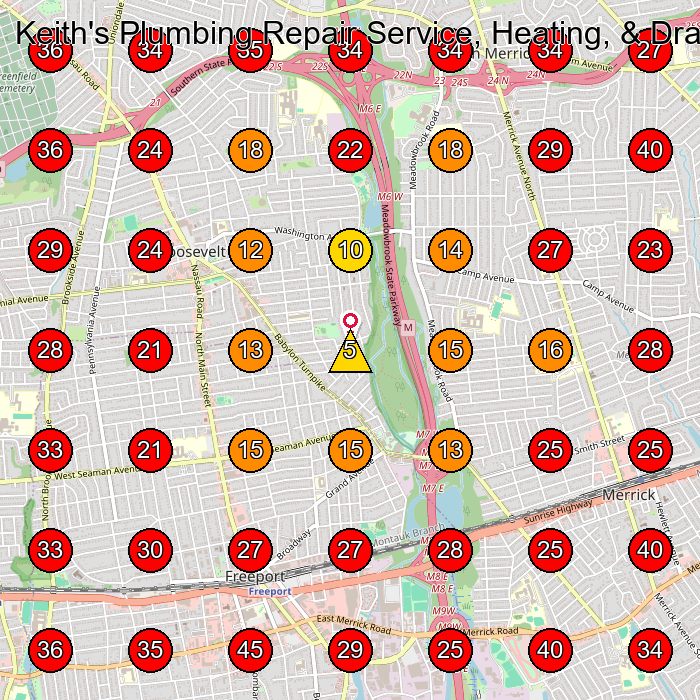 Keith's Plumbing Repair Service, Heating, & Drain Cleaning GeoGrid visibility map for Plumber in Freeport