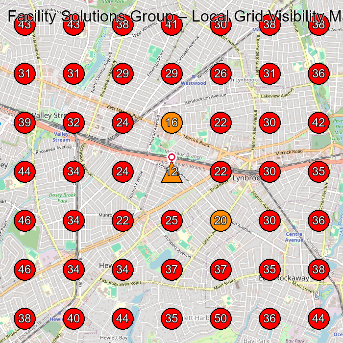 Facility Solutions Group GeoGrid visibility map for Barber Supply Store in Valley Stream