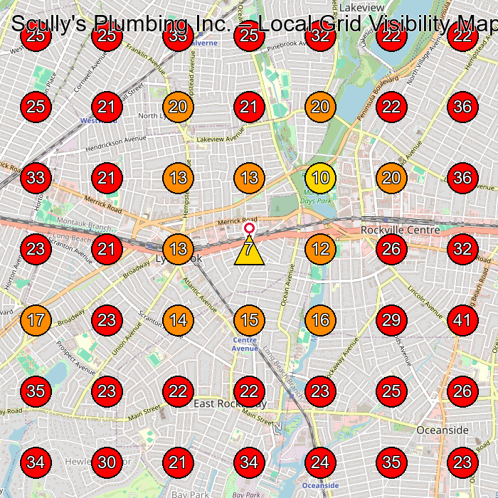 Scully's Plumbing Inc. GeoGrid visibility map for Plumber in Malverne