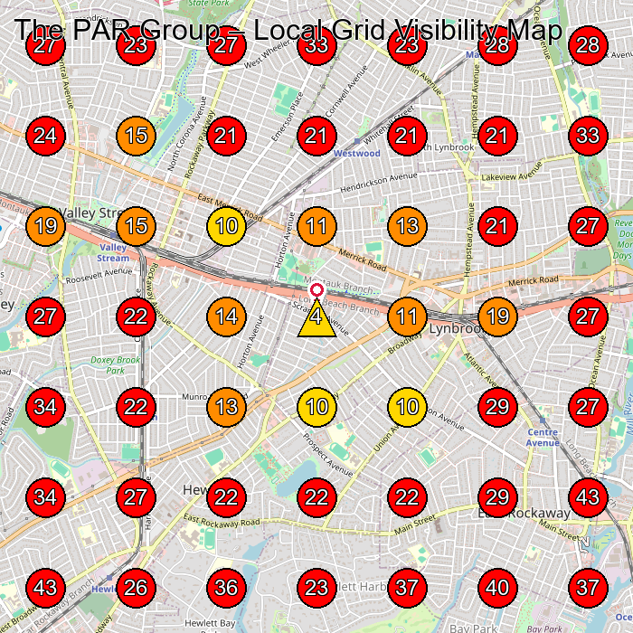 The PAR Group GeoGrid visibility map for Plumber in Malverne