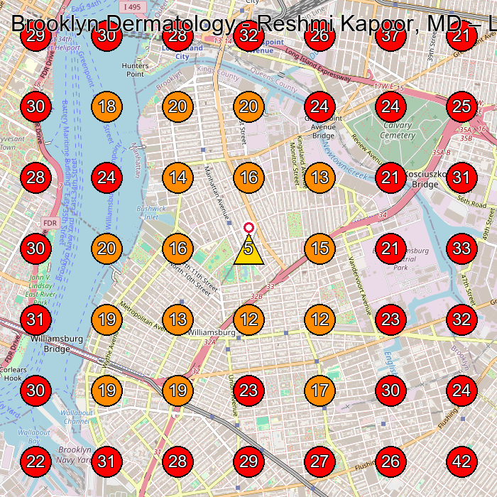 Brooklyn Dermatology - Reshmi Kapoor, MD GeoGrid visibility map for Skin Care Clinic in Brooklyn